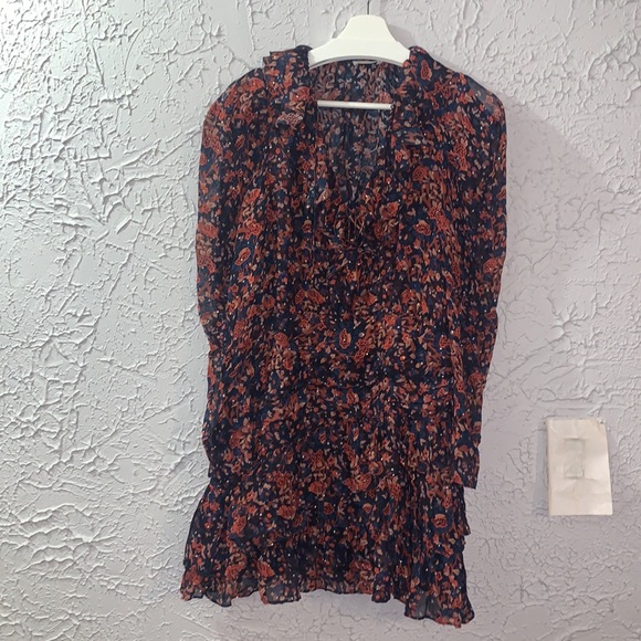 Ulla Johnson Cecily Cosmos Mini Dress Silk Blend Long Puff Sleeve Ruffle Floral - Picture 5 of 16